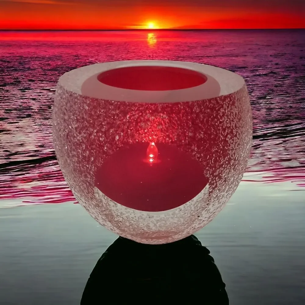 Fifth Ave Crystal‎ Candle Holder Geode Sugar Textured Red Tealight Votive GOTH.